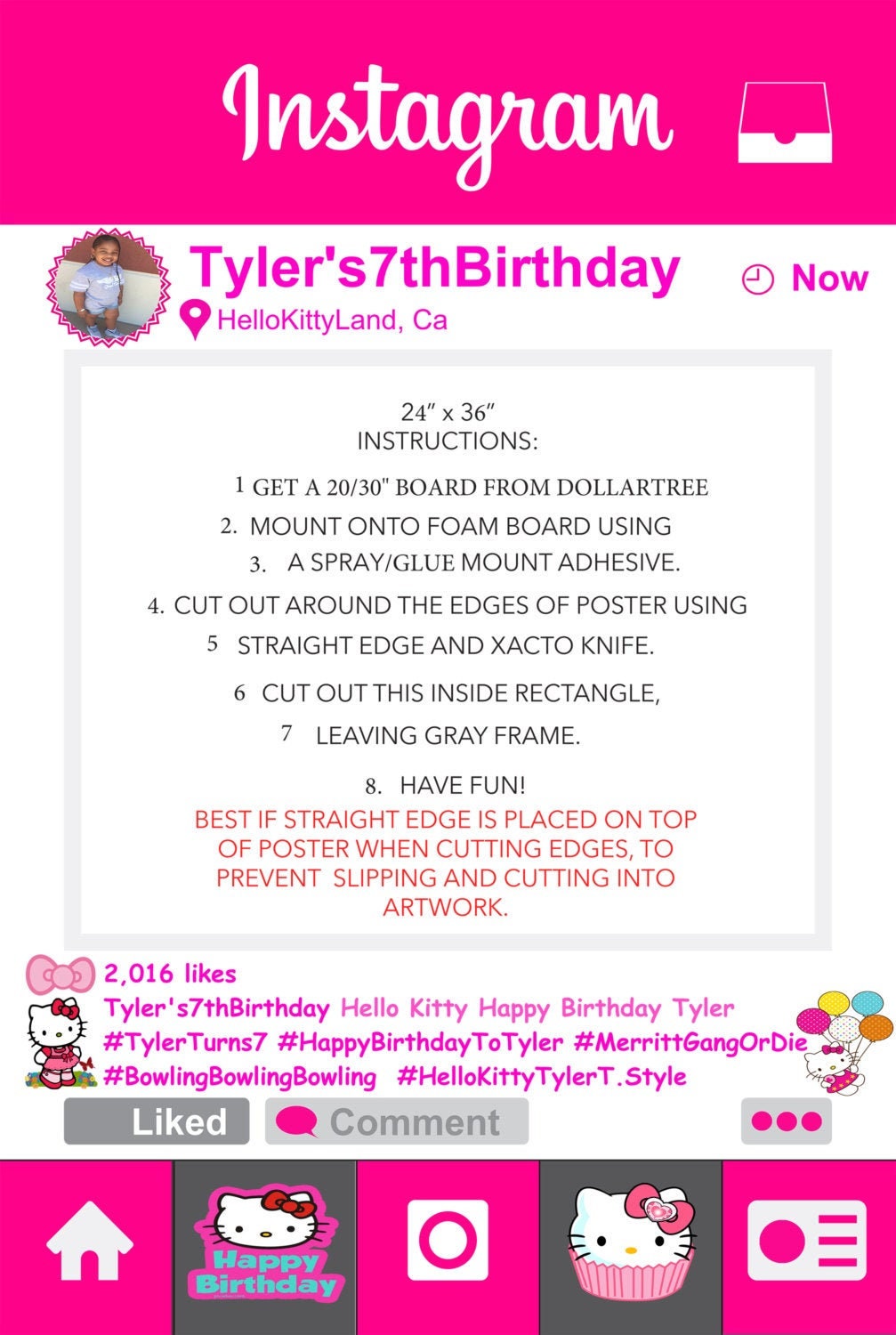 Hello Kitty Inspired Party Frame - - Instagram Photo Prop Great For Any Event