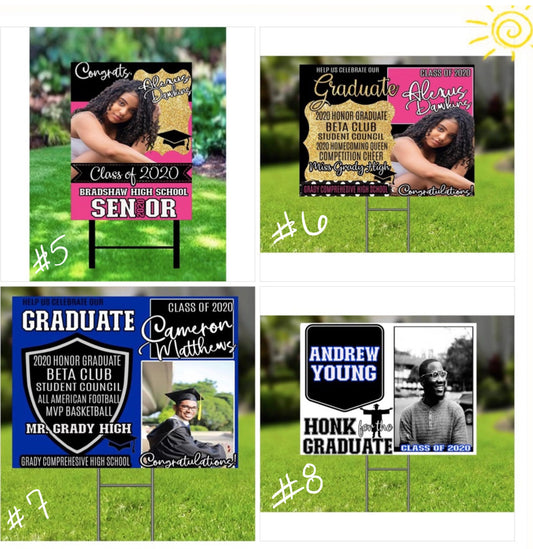 Graduation Yard Sign Class of 2020 18x24 Size Custom Colors Congrats Grad Sign Lawn Sign Grad Party Corrugated Yard Sign Metal Stakes