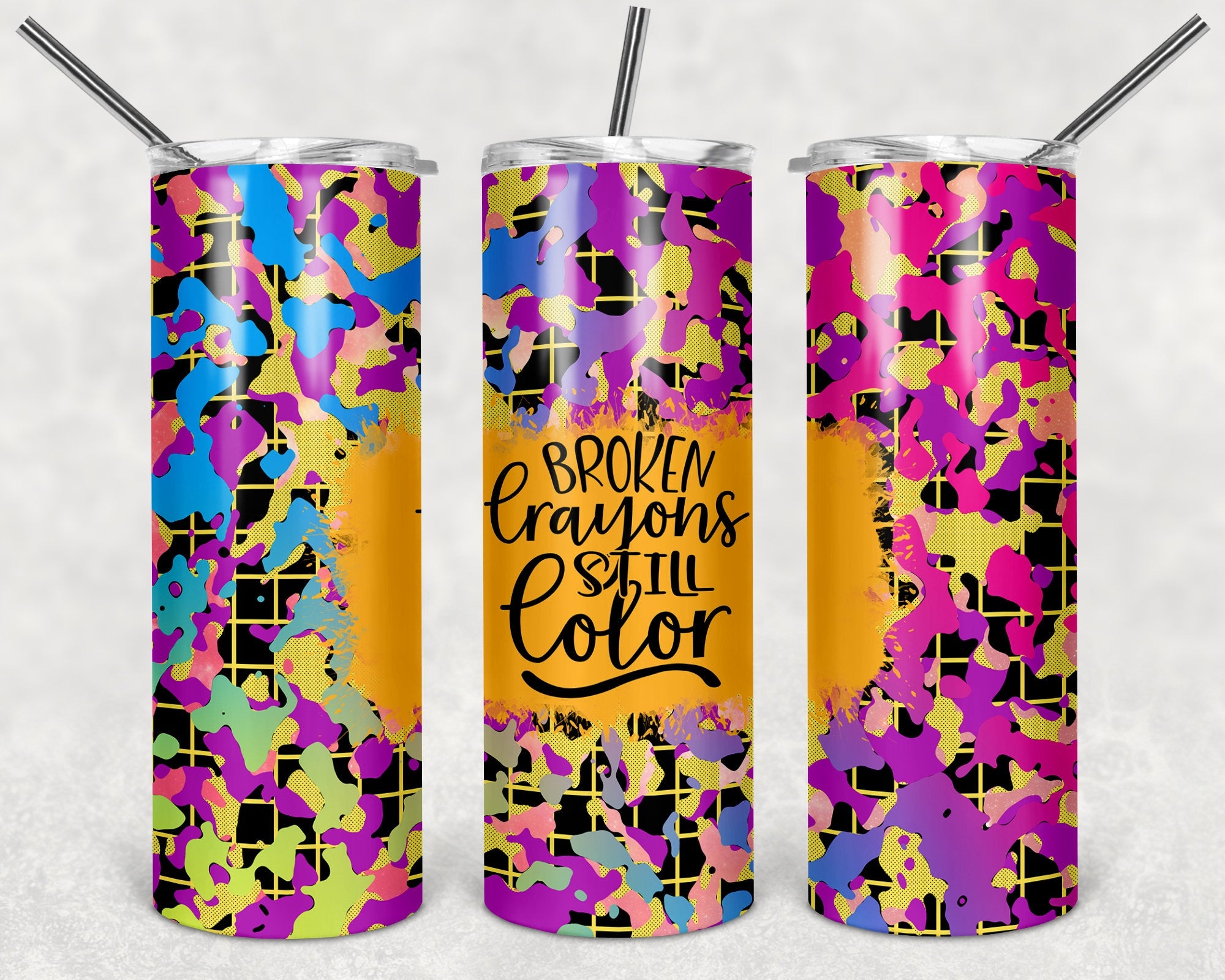 Broken Crayons Still Color 20oz Skinny Tumbler Design (2 Designs)