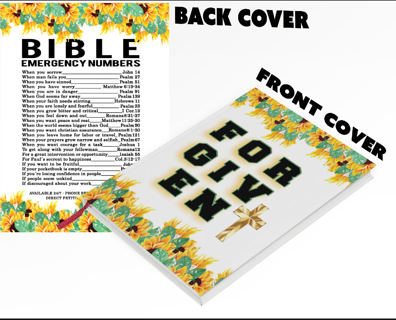PRINTABLE Planner Cover Dashboard, Digital Personal Journal Cover,Forgiven Sunflower Journal Cover, Custom Journal Cover