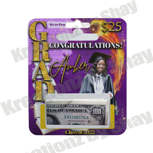 Purple and Gold Graduate  - Money Holder Card