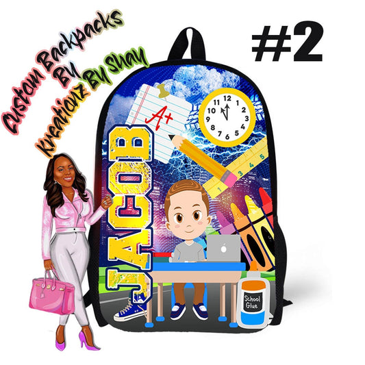 Personalized Backpack Jacob School Boy Backpack - Custom Backpack for Kids -Book Bag