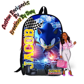 Personalized Backpack Boy Soonic Backpack - Custom Backpack for Kids -Book Bag