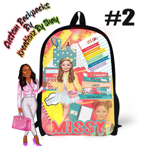 Personalized Backpack Missy Girls Backpack - Custom Backpack for Kids -Book Bag