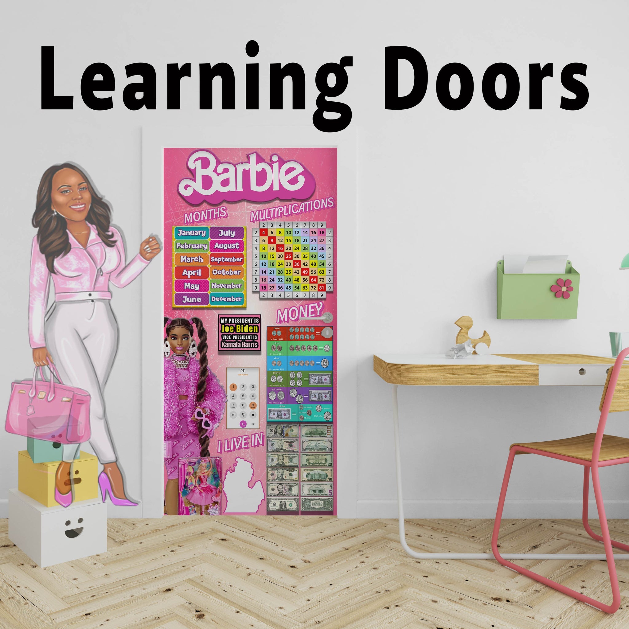 Learning Door Decals Character Learning Door Decals Removable. Readjustable
