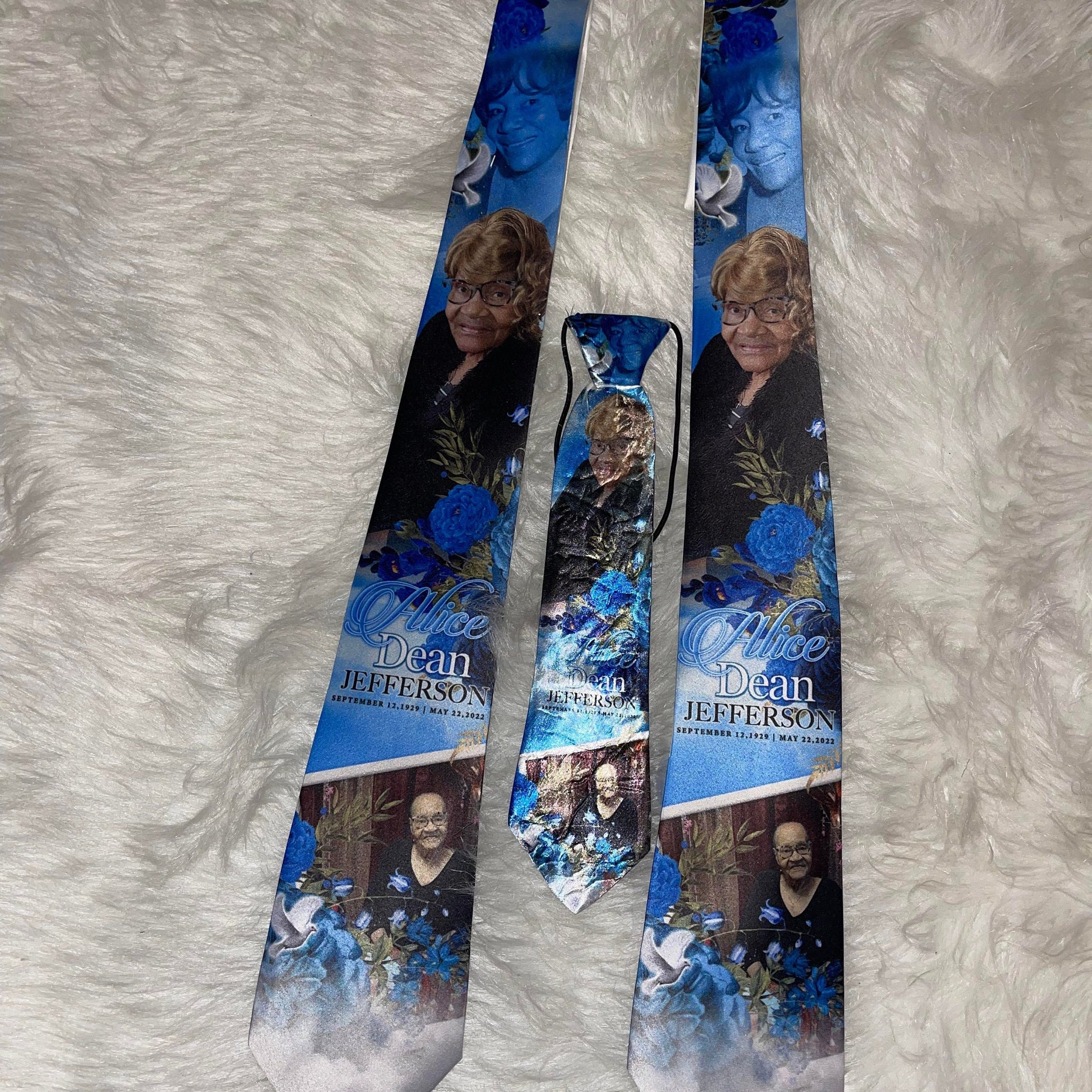 Memorial Ties, Blue Flower Tie, Personalized Photo Ties,  In Loving Memory Ties, Personalized tie