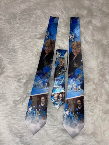 Memorial Ties, Blue Flower Tie, Personalized Photo Ties,  In Loving Memory Ties, Personalized tie