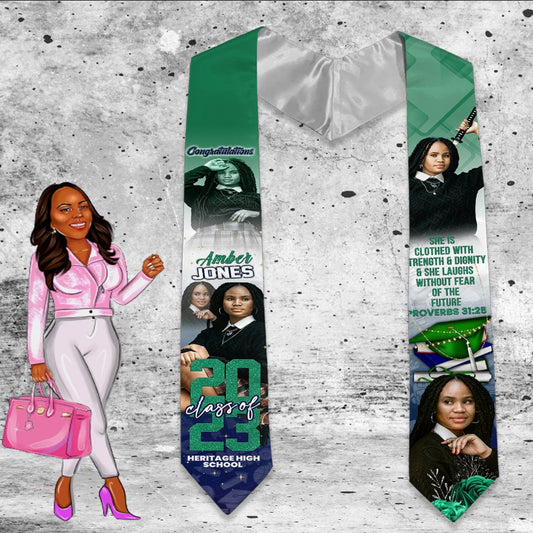 Graduation Stole Green n White