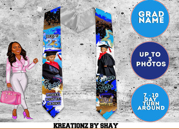 Graduation Stole Blue & Black Kinder Splash