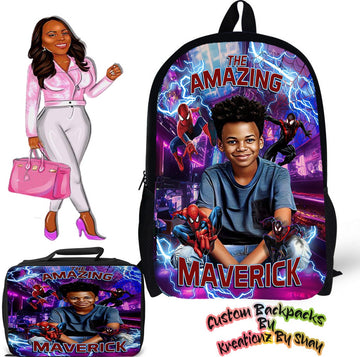 Personalized The Amazing Webman Backpack and Lunch Bag Set - Custom Backpack for Kids -Book Bag