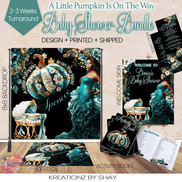 A Little Pumpkin Is On The Way Baby Shower Package,Backdrop, Menu Cards, Floor Decal, Welcome Sign, Floor Decal