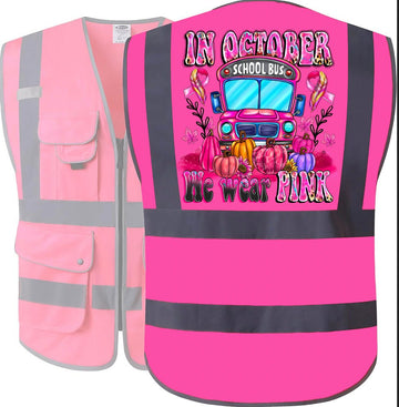 Bus Driver Pink Awareness Vest, Bus Driver Reflector Safety Vest