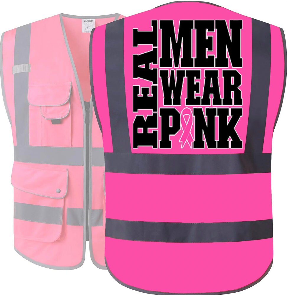 Bus Driver Men Pink Awareness Vest, Bus Driver Reflector Safety Vest