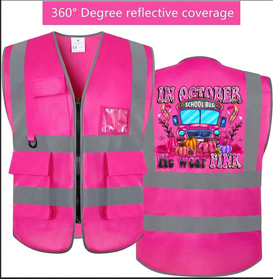 Bus Driver Pink Awareness Vest, Bus Driver Reflector Safety Vest