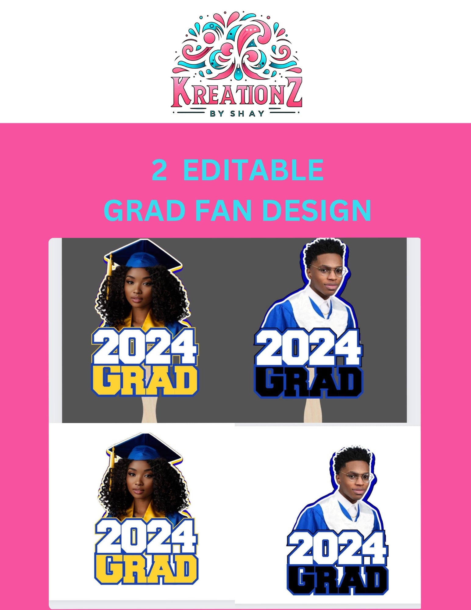 Editable Fan Templates, Grad Templates  Grad  Template  Canva   Graduation designs  Digital files • class of 2024