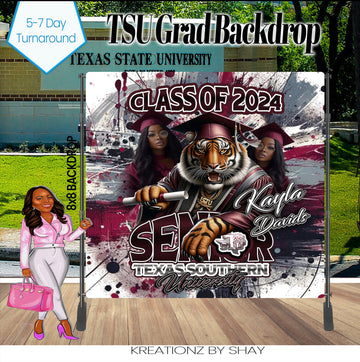 TSU Graduation Photo Booth, Class of 2024 Backdrop, Class of 2024 Step and Repeat, Graduation Senior Prom Banner