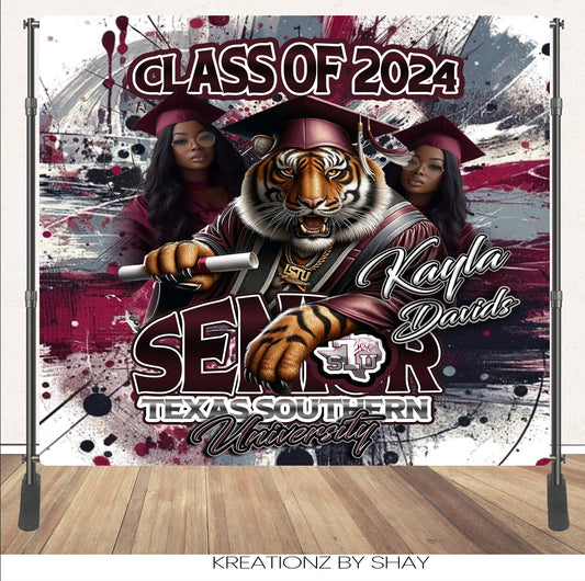 TSU Graduation Photo Booth, Class of 2024 Backdrop, Class of 2024 Step and Repeat, Graduation Senior Prom Banner