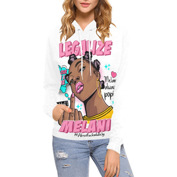 Legalize Melanin All Over Print Hoodie for Women (White)