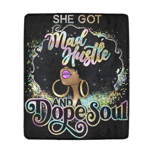 She Got Mad Hustle And A Dope Soul Throw Fleece Blanket