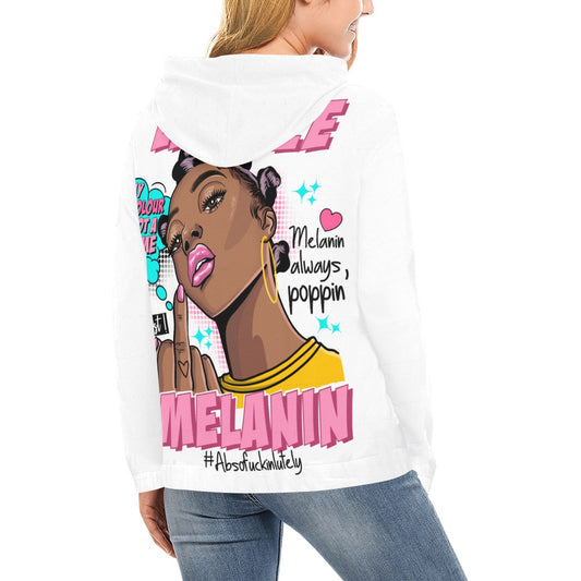 Legalize Melanin All Over Print Hoodie for Women (White)