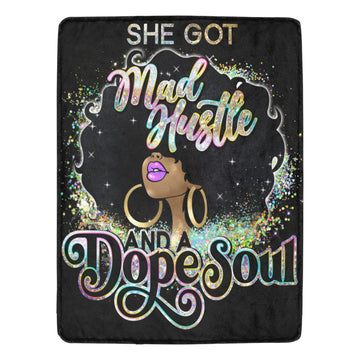 She Got Mad Hustle And A Dope Soul Throw Fleece Blanket