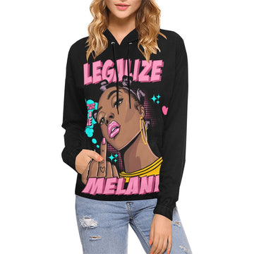 Legalize Melanin All Over Print Hoodie for Women (Black)