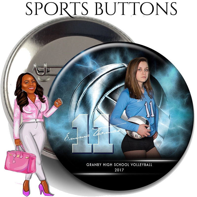 Electric-Explosion-Volleyball Team Custom Photo Button