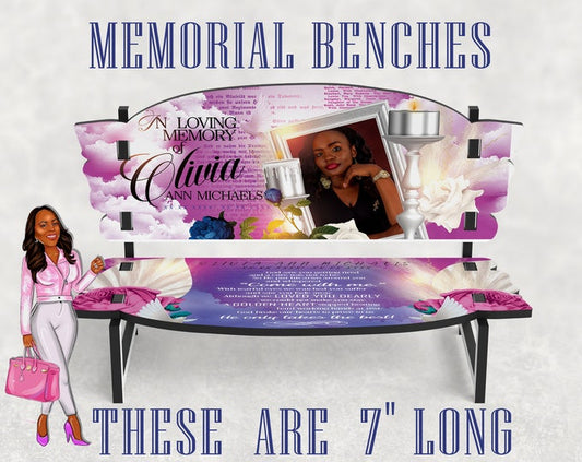 Memorial Pink Flower Memorial Bench for Loss of Loved One Size 14" x 7"